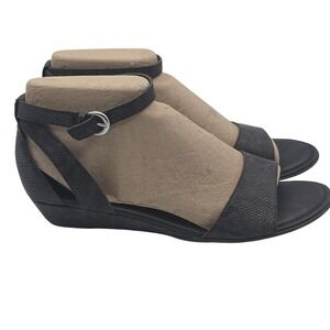 b.o.c Pfeiffer Shoes Womens Size 11 Black Exotic Print‎ PU Sandals Wedge Slip On